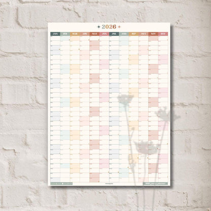 2026 Vertical Wall Planner Calendar – One Page Year at a Glance Yearly Wall Calendar Poster, Large Portrait Wall Planner