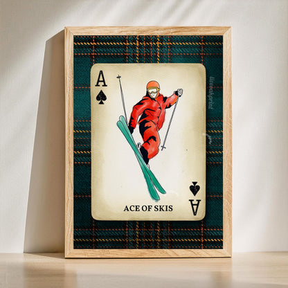 Retro Ski Illustration Wall Art - Vintage Ski Print Ski WallDecor Skier Gift Idea Skiing Artwork Winter Wall Art Ski Lodge Decor