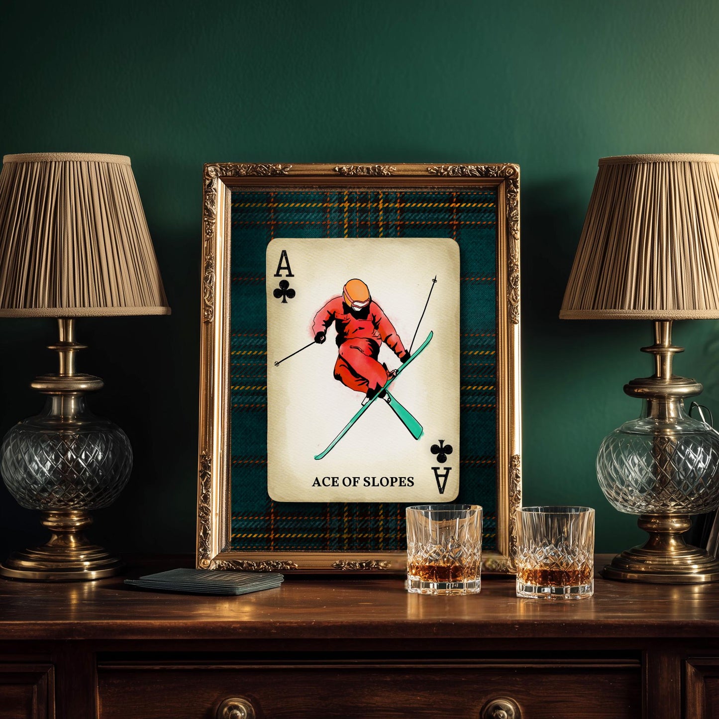 Vintage Ski Wall Art - Retro Skiing Art Print Ski Lodge Decor Skier Gift Idea Skiing Artwork Winter Wall Art