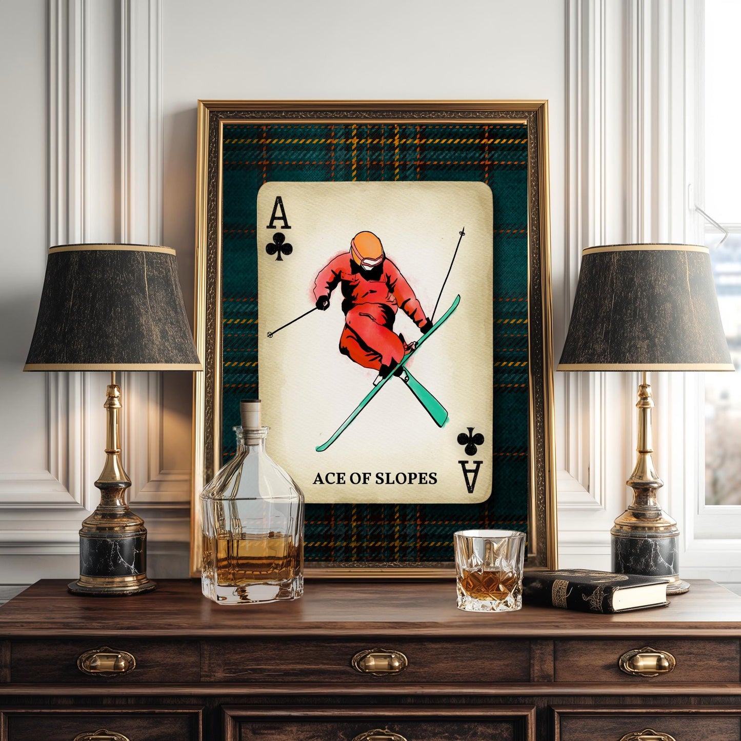 Vintage Ski Wall Art - Retro Skiing Art Print Ski Lodge Decor Skier Gift Idea Skiing Artwork Winter Wall Art