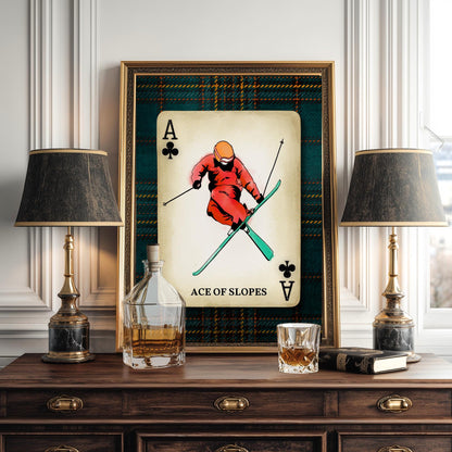 Vintage Ski Wall Art - Retro Skiing Art Print Ski Lodge Decor Skier Gift Idea Skiing Artwork Winter Wall Art