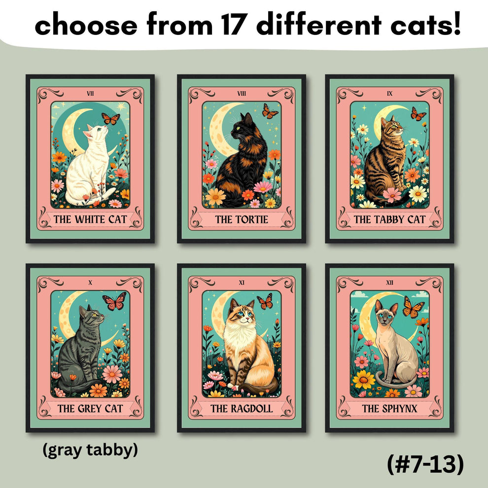 The Cream Cat Tarot Card Print – Buff Cat Wall Decor Light Orange Cat Artwork Cream Cat Gift Ideas