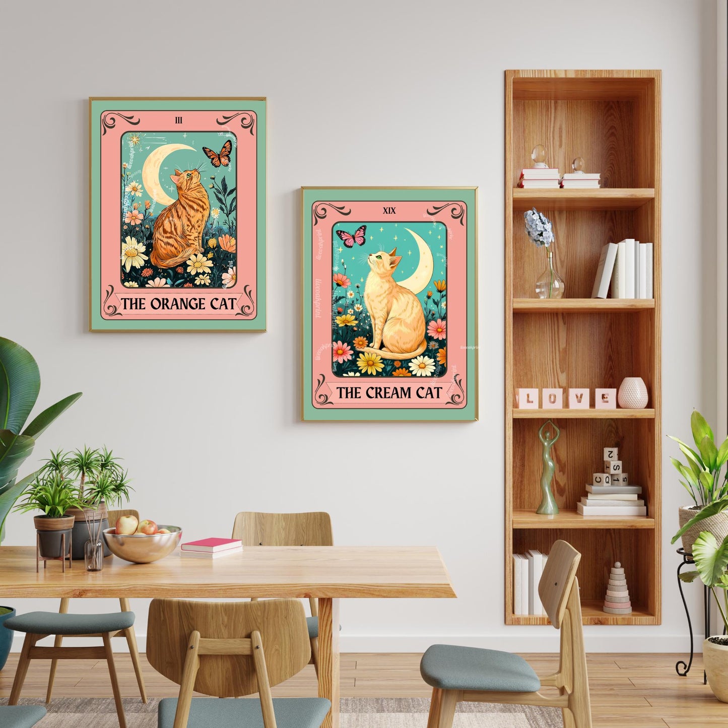 The Cream Cat Tarot Card Print – Buff Cat Wall Decor Light Orange Cat Artwork Cream Cat Gift Ideas