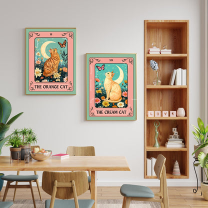 The Cream Cat Tarot Card Print – Buff Cat Wall Decor Light Orange Cat Artwork Cream Cat Gift Ideas