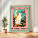 Orange and White Cat Tarot Card Print – Witchy Botanical Cat Wall Art Cat Lover Gift White and Orange Cat Artwork Bicolor Orange Cat
