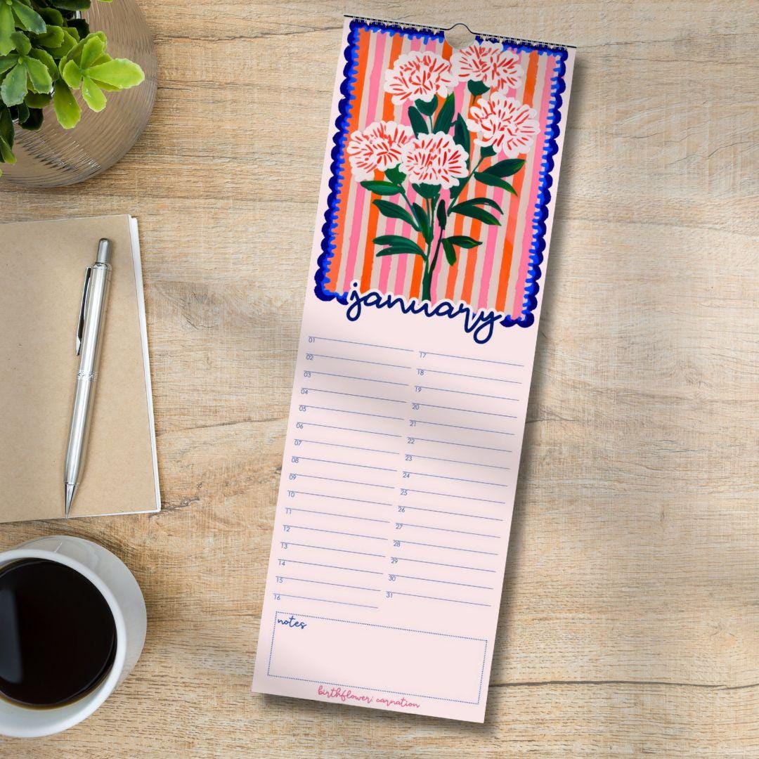 Birthflower Perpetual Calendar - Colorful Forever Calendar, Birthday Calendar Date Organizer Undated Calendar for Special Dates