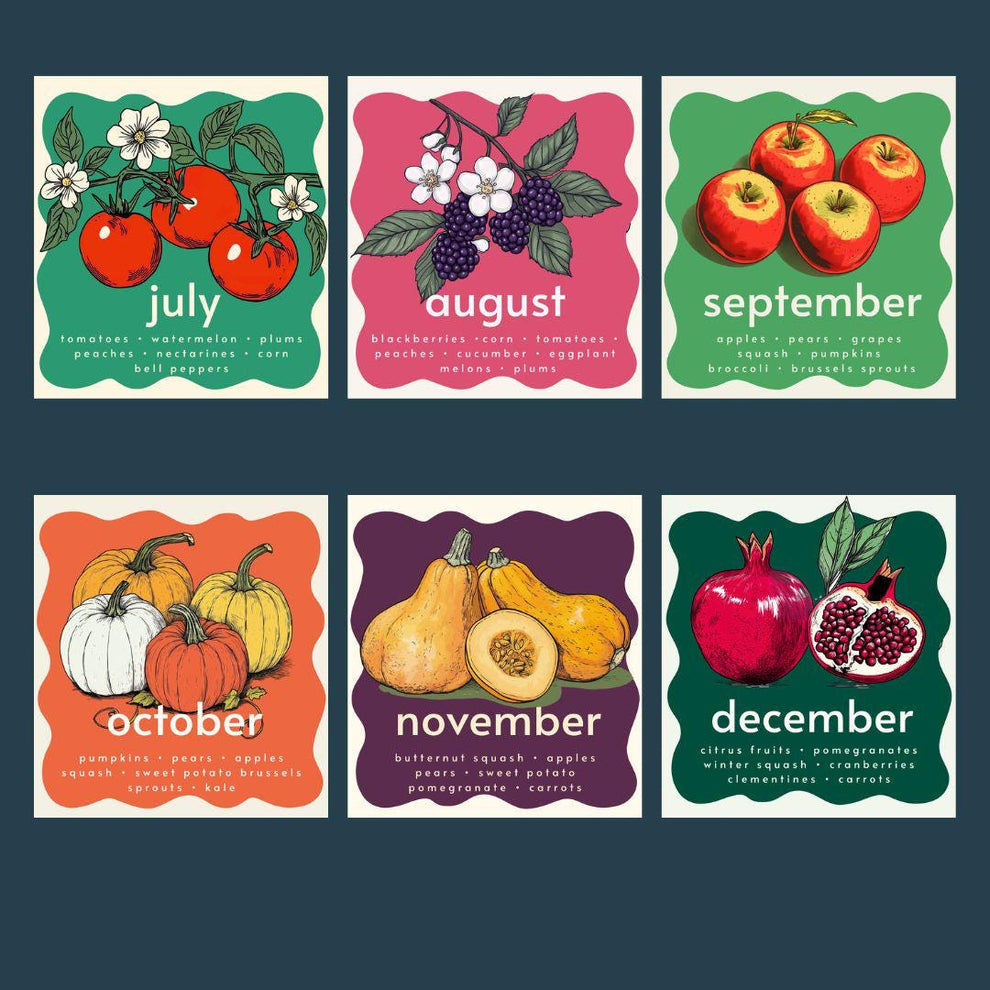 Seasonal Produce Perpetual Calendar – Date Book Colorful Forever Calendar, Birthday Calendar Date Organizer Undated Calendar Special Dates