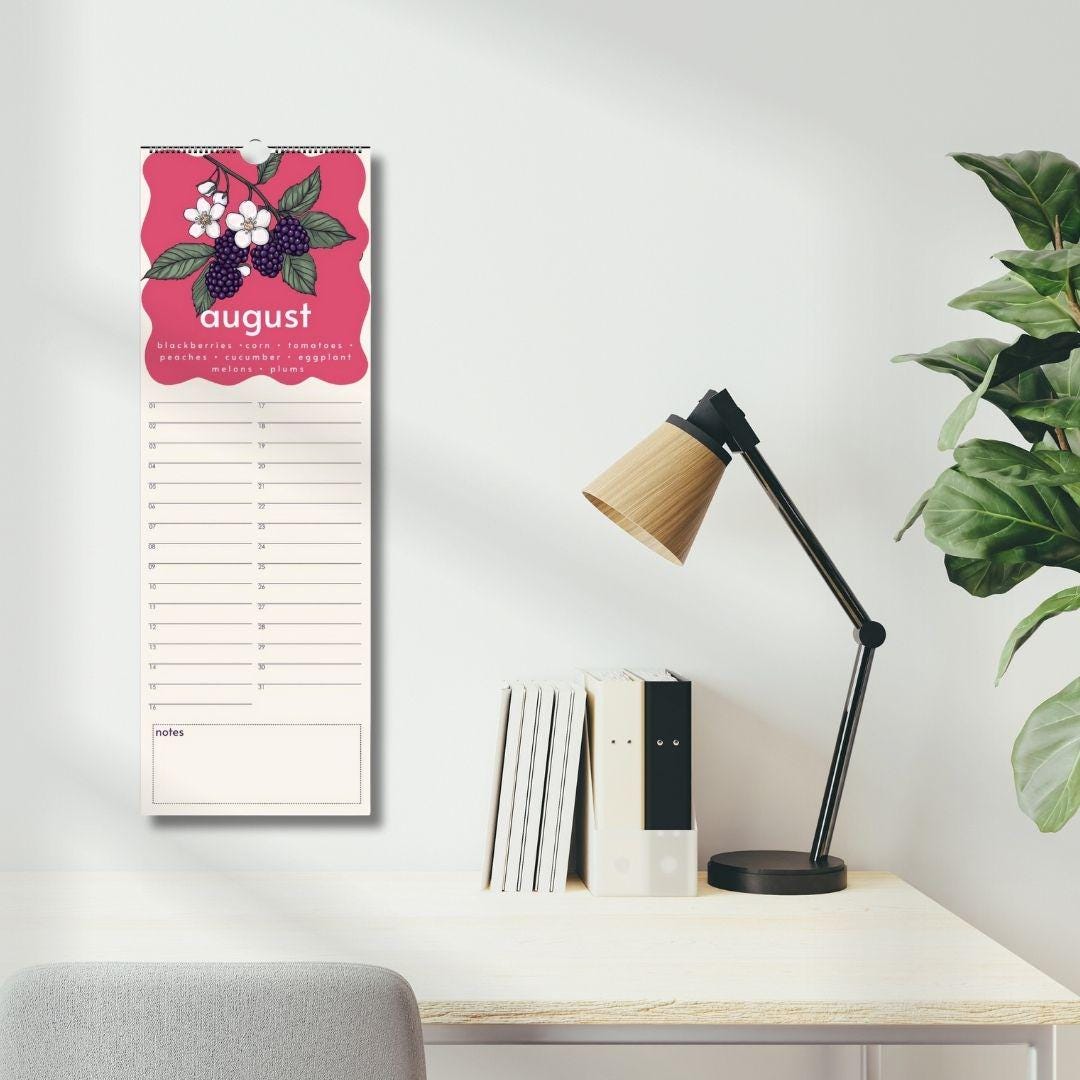 Seasonal Produce Perpetual Calendar – Date Book Colorful Forever Calendar, Birthday Calendar Date Organizer Undated Calendar Special Dates