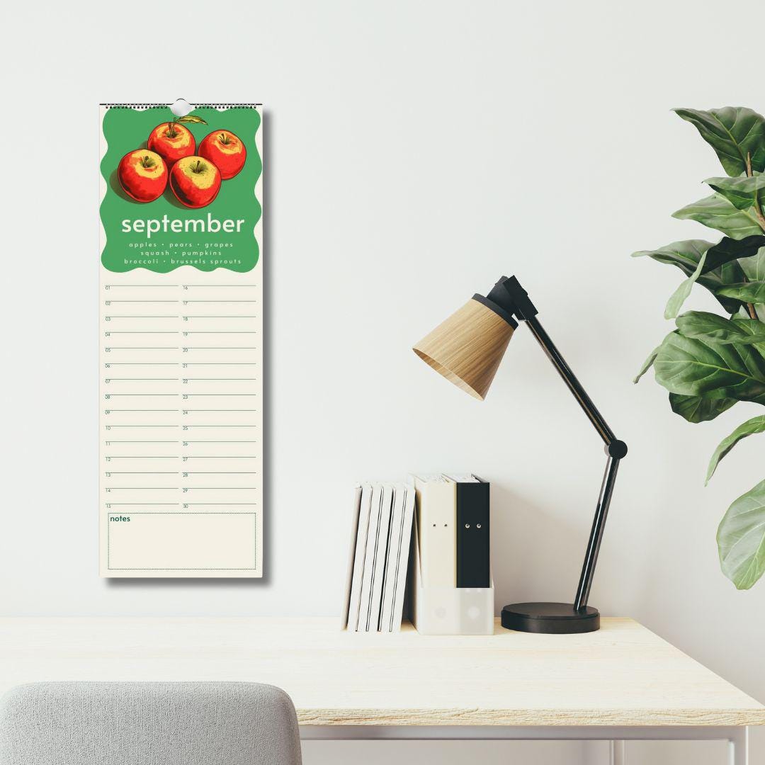 Seasonal Produce Perpetual Calendar – Date Book Colorful Forever Calendar, Birthday Calendar Date Organizer Undated Calendar Special Dates