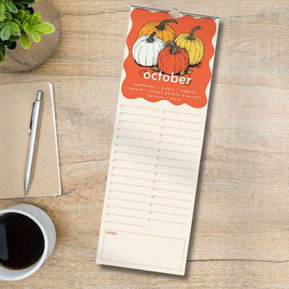 Seasonal Produce Perpetual Calendar – Date Book Colorful Forever Calendar, Birthday Calendar Date Organizer Undated Calendar Special Dates