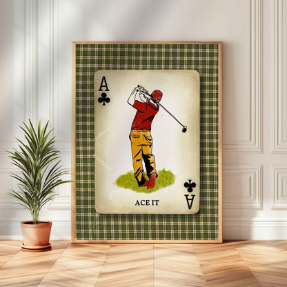 Retro Golf Wall Art – Retro Golf Art Classic Golfer Wall Art Gift for Golfer Masculine Office Decor