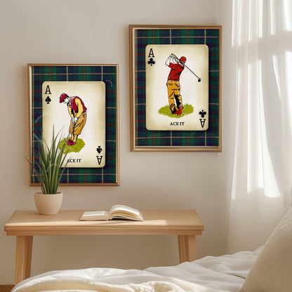 Vintage Golf Wall Art – Retro Golf Art Classic Golfer Wall Art Gift for Golfer Masculine Office Decor