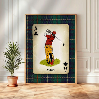 Vintage Golf Wall Art – Retro Golf Art Classic Golfer Wall Art Gift for Golfer Masculine Office Decor