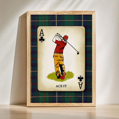 Vintage Golf Wall Art – Retro Golf Art Classic Golfer Wall Art Gift for Golfer Masculine Office Decor