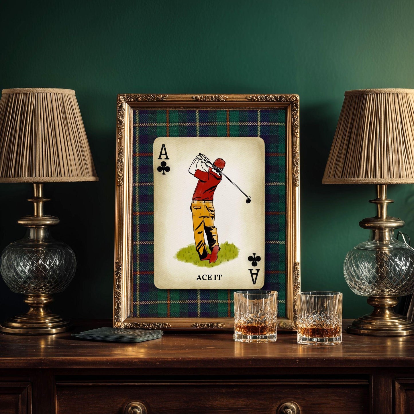 Vintage Golf Wall Art – Retro Golf Art Classic Golfer Wall Art Gift for Golfer Masculine Office Decor