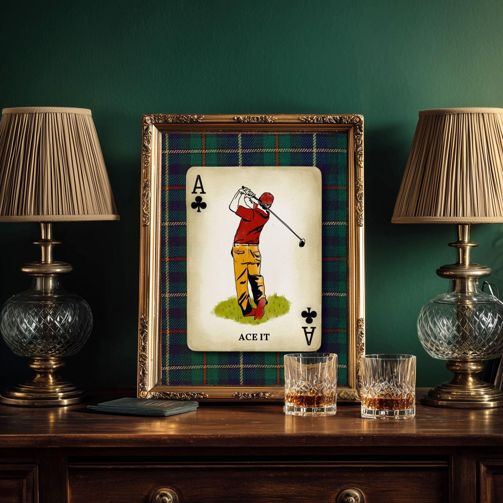 Vintage Golf Wall Art – Retro Golf Art Classic Golfer Wall Art Gift for Golfer Masculine Office Decor