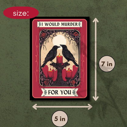 Gothic Valentine's Day Cards Pack of 10 - Alternative Dark Goth Valentines - because a group of crows is called a "murder of crows"