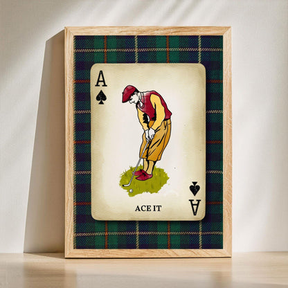 Vintage Golf Wall Art Print – Golf Prints For Wall Playing Card Wall Decor Golf Art Office Masculine Wall Art For Man Golf Gift Valentine's