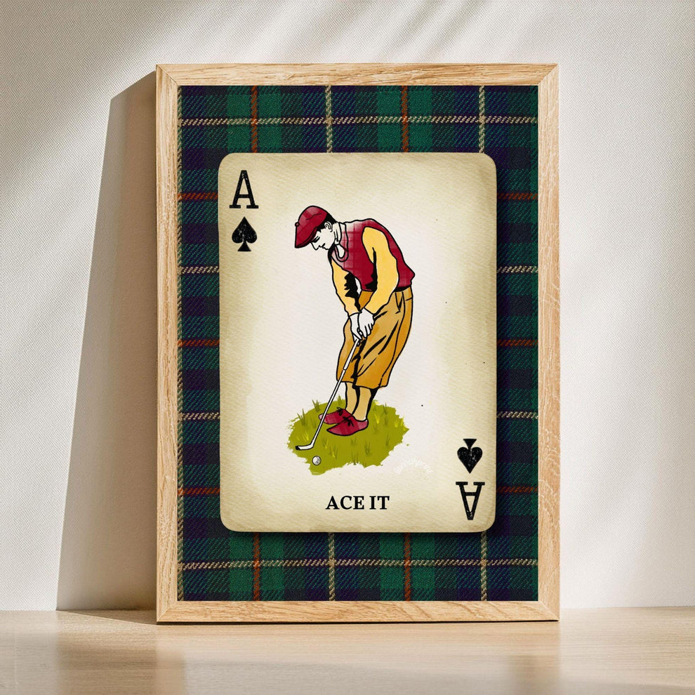 Vintage Golf Wall Art Print – Golf Prints For Wall Playing Card Wall Decor Golf Art Office Masculine Wall Art For Man Golf Gift Valentine's