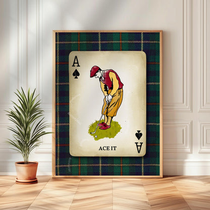 Vintage Golf Wall Art Print – Golf Prints For Wall Playing Card Wall Decor Golf Art Office Masculine Wall Art For Man Golf Gift Valentine's