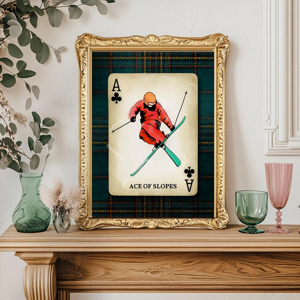 Vintage Ski Wall Art - Retro Skiing Art Print Ski Lodge Decor Skier Gift Idea Skiing Artwork Winter Wall Art
