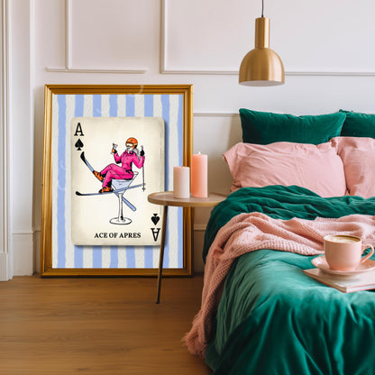 Apres Ski Wall Art - Retro Ski Wall Decor Funky Vintage Skiing Wall Decor Skier Art Print Retro Trendy Playing Card Wall Print
