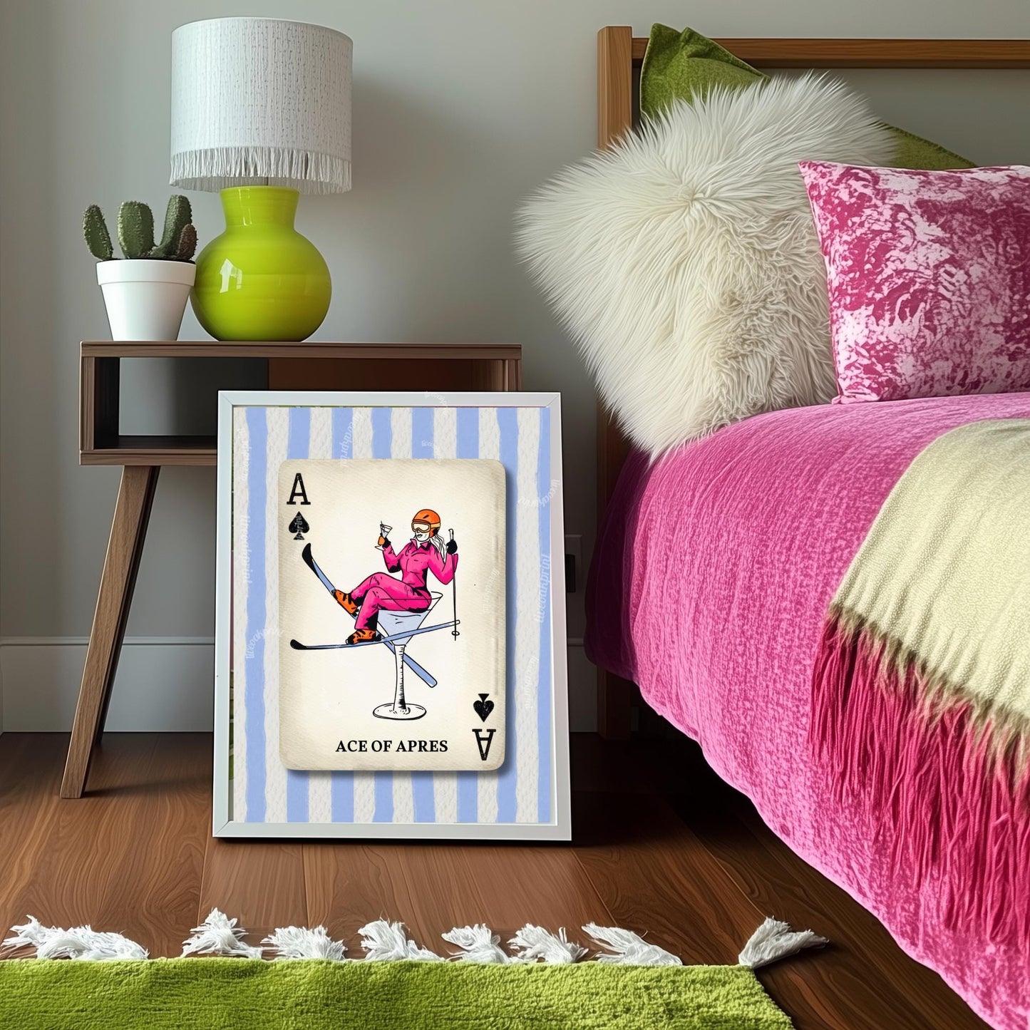 Apres Ski Wall Art - Retro Ski Wall Decor Funky Vintage Skiing Wall Decor Skier Art Print Retro Trendy Playing Card Wall Print