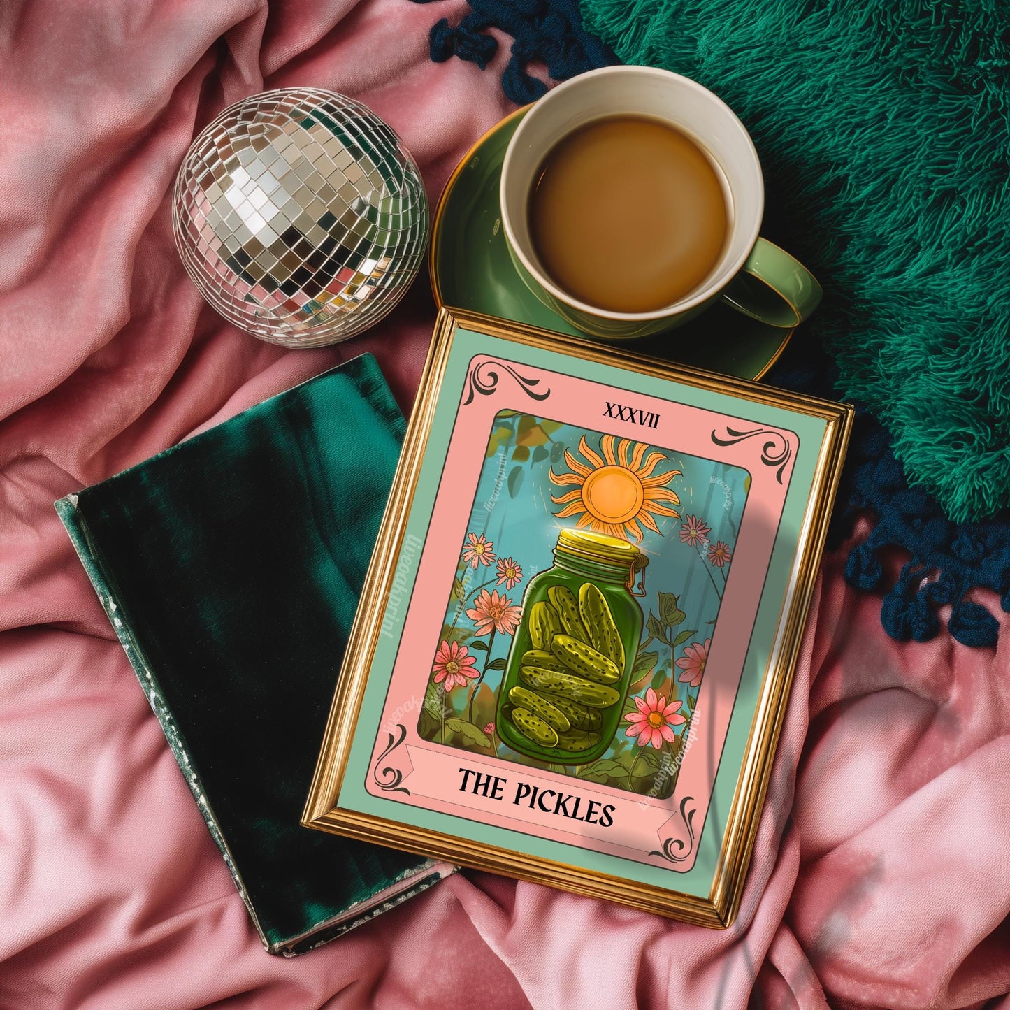 The Pickles Tarot Card Print – Funny Kitchen Wall Art Pickle Lover Gift Witch Decor Colorful Kitchen Print