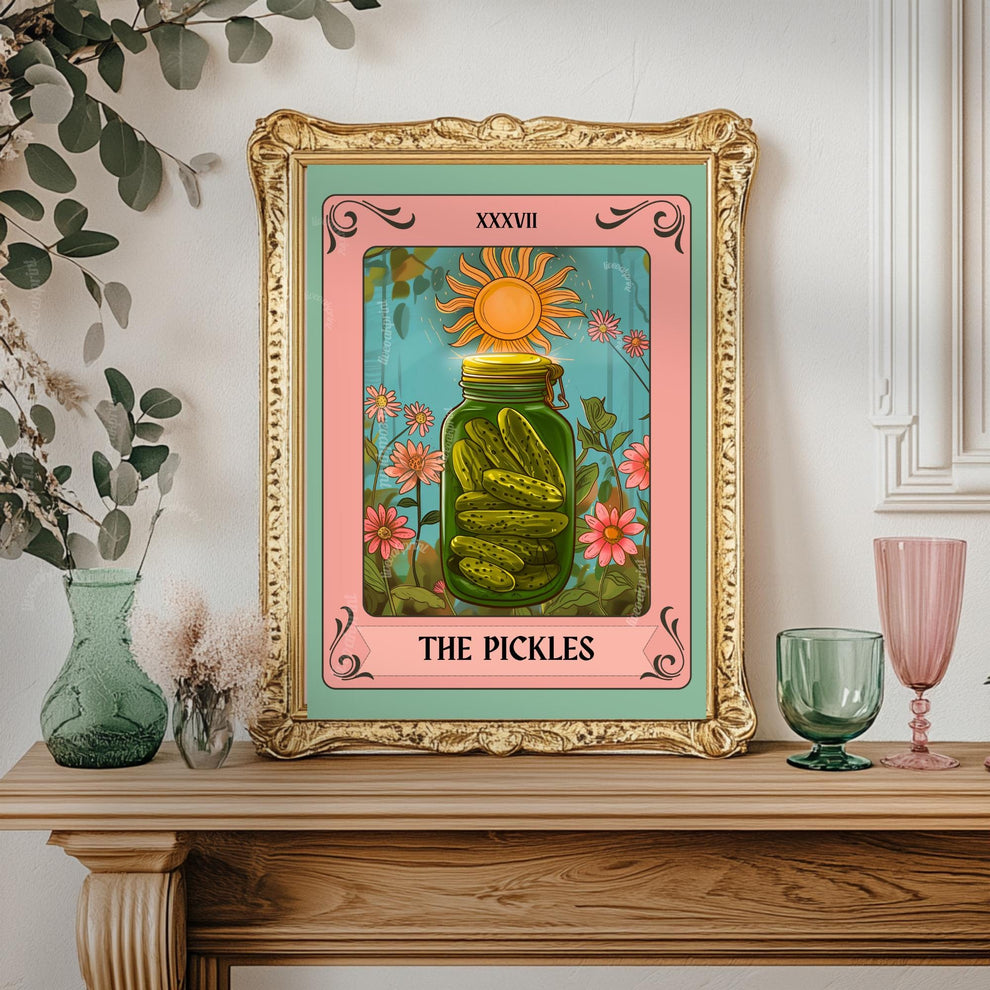 The Pickles Tarot Card Print – Funny Kitchen Wall Art Pickle Lover Gift Witch Decor Colorful Kitchen Print