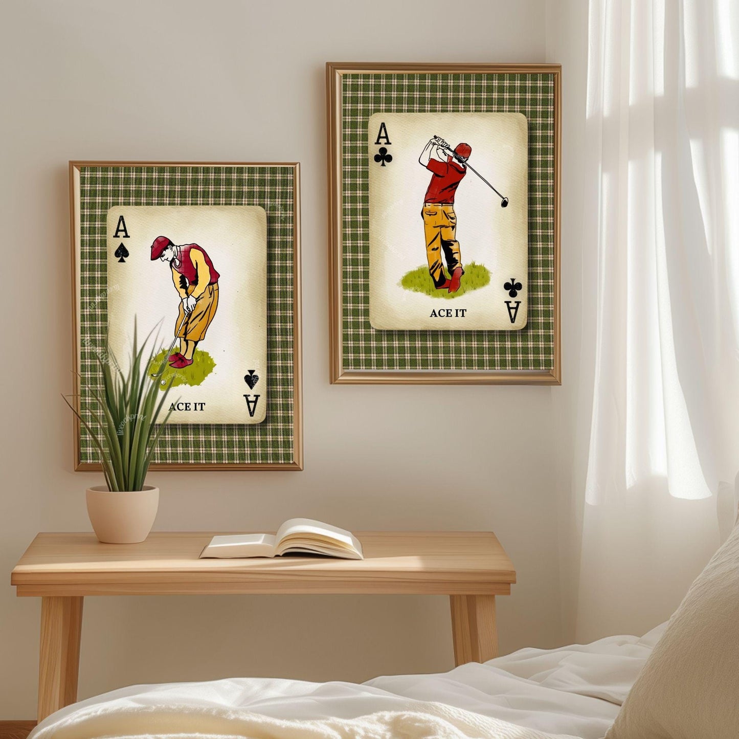 Retro Golf Wall Art – Retro Golf Art Classic Golfer Wall Art Gift for Golfer Masculine Office Decor