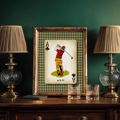 Retro Golf Wall Art – Retro Golf Art Classic Golfer Wall Art Gift for Golfer Masculine Office Decor