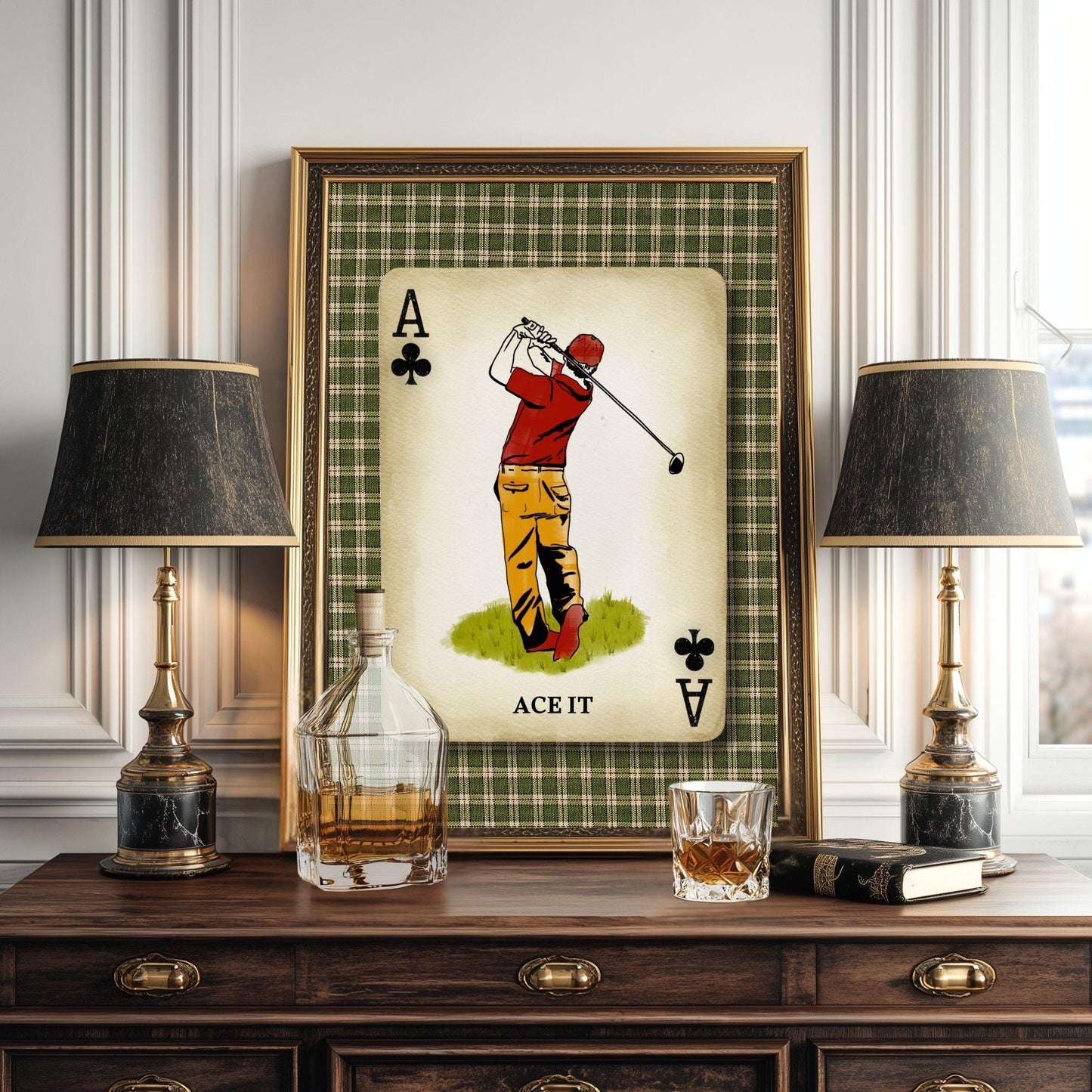 Retro Golf Wall Art – Retro Golf Art Classic Golfer Wall Art Gift for Golfer Masculine Office Decor