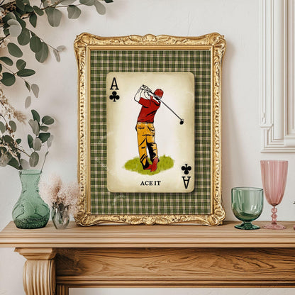 Retro Golf Wall Art – Retro Golf Art Classic Golfer Wall Art Gift for Golfer Masculine Office Decor