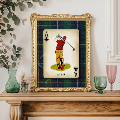Vintage Golf Wall Art – Retro Golf Art Classic Golfer Wall Art Gift for Golfer Masculine Office Decor