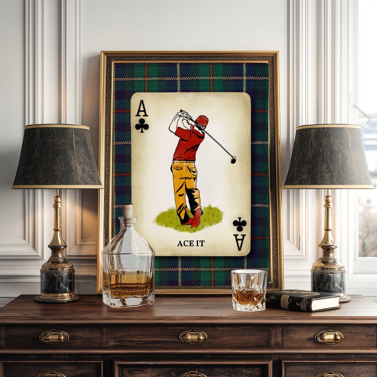 Vintage Golf Wall Art – Retro Golf Art Classic Golfer Wall Art Gift for Golfer Masculine Office Decor