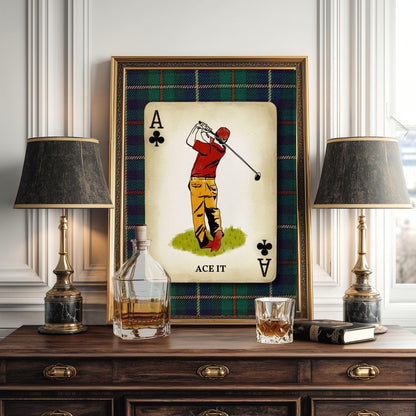 Vintage Golf Wall Art – Retro Golf Art Classic Golfer Wall Art Gift for Golfer Masculine Office Decor