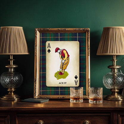 Vintage Golf Wall Art Print – Golf Prints For Wall Playing Card Wall Decor Golf Art Office Masculine Wall Art For Man Golf Gift Valentine's