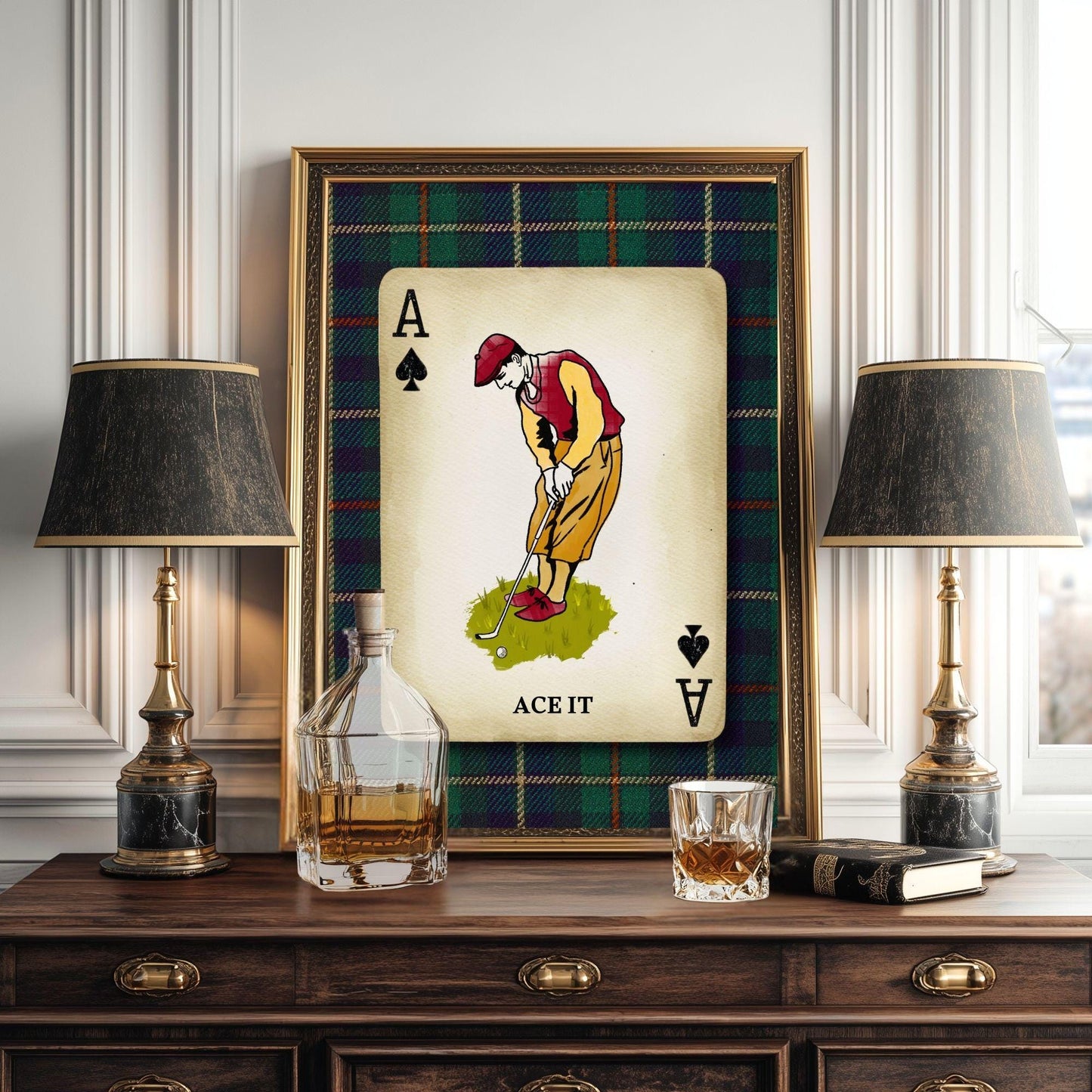 Vintage Golf Wall Art Print – Golf Prints For Wall Playing Card Wall Decor Golf Art Office Masculine Wall Art For Man Golf Gift Valentine's