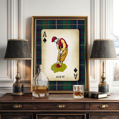 Vintage Golf Wall Art Print – Golf Prints For Wall Playing Card Wall Decor Golf Art Office Masculine Wall Art For Man Golf Gift Valentine's