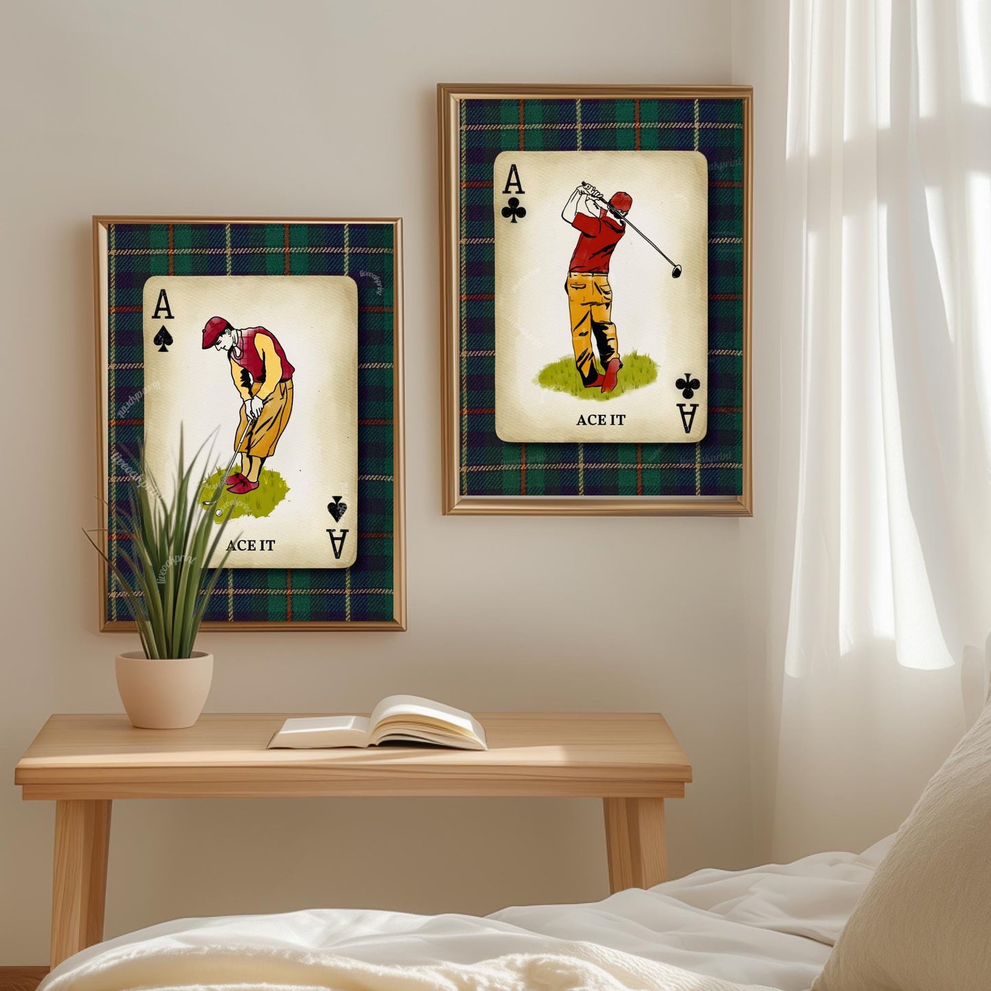 Vintage Golf Wall Art Print – Golf Prints For Wall Playing Card Wall Decor Golf Art Office Masculine Wall Art For Man Golf Gift Valentine's