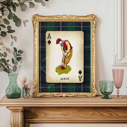 Vintage Golf Wall Art Print – Golf Prints For Wall Playing Card Wall Decor Golf Art Office Masculine Wall Art For Man Golf Gift Valentine's