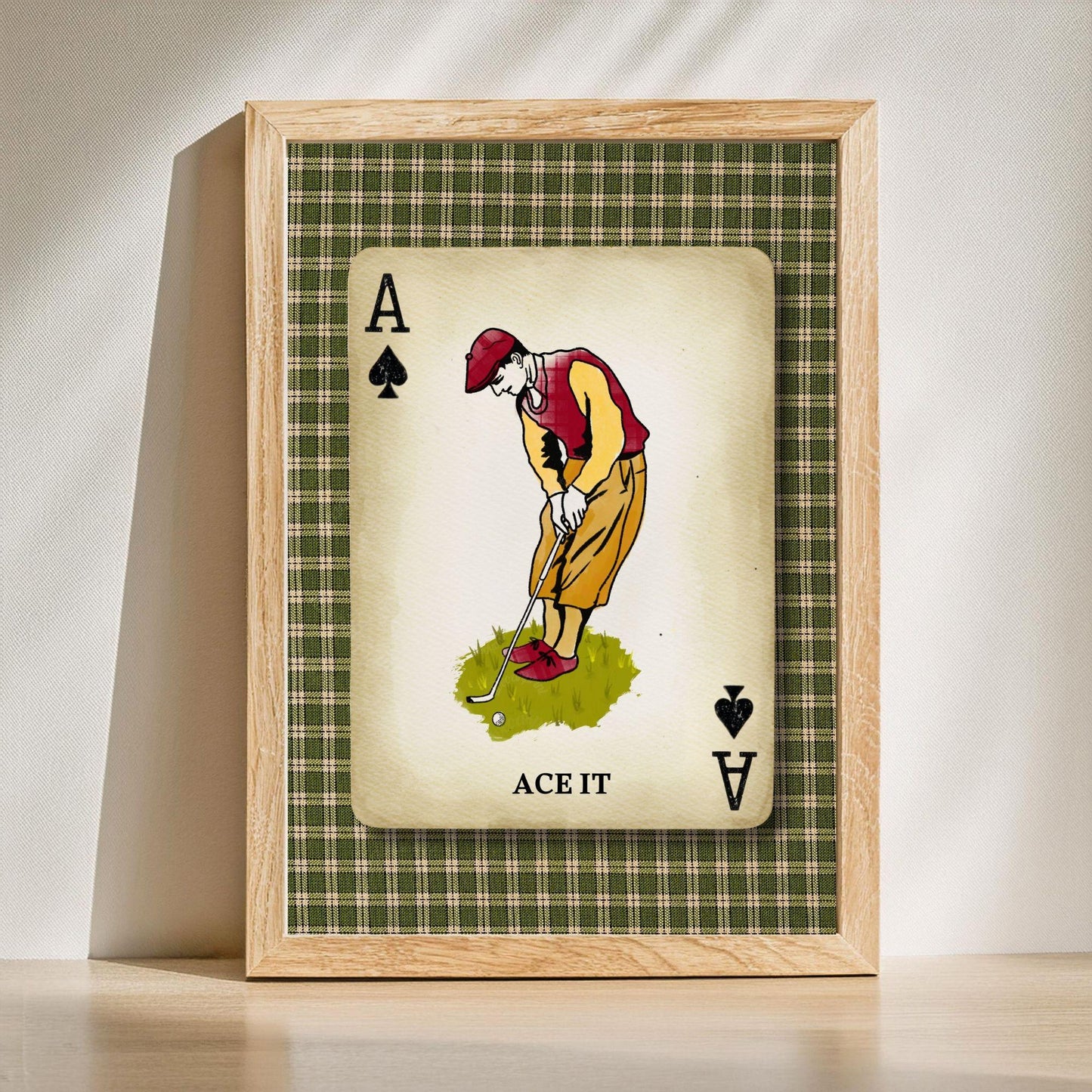 Set of Two Golf Prints For Wall – Vintage Golf Playing Card Wall Art Scotish Golf Decor Men’s Office Golf Gift for Husband Golfing Grandpa