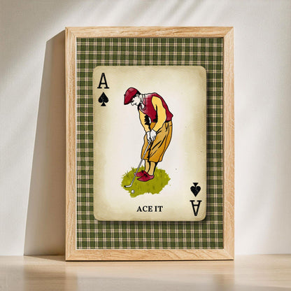 Set of Two Golf Prints For Wall – Vintage Golf Playing Card Wall Art Scotish Golf Decor Men’s Office Golf Gift for Husband Golfing Grandpa