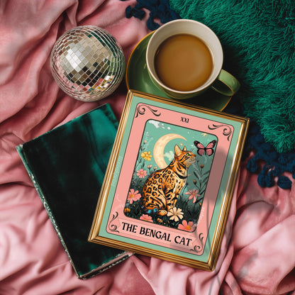 The Bengal Cat Tarot Card - Gift For Cat Owners Wall Art Witchy Cat Decor
