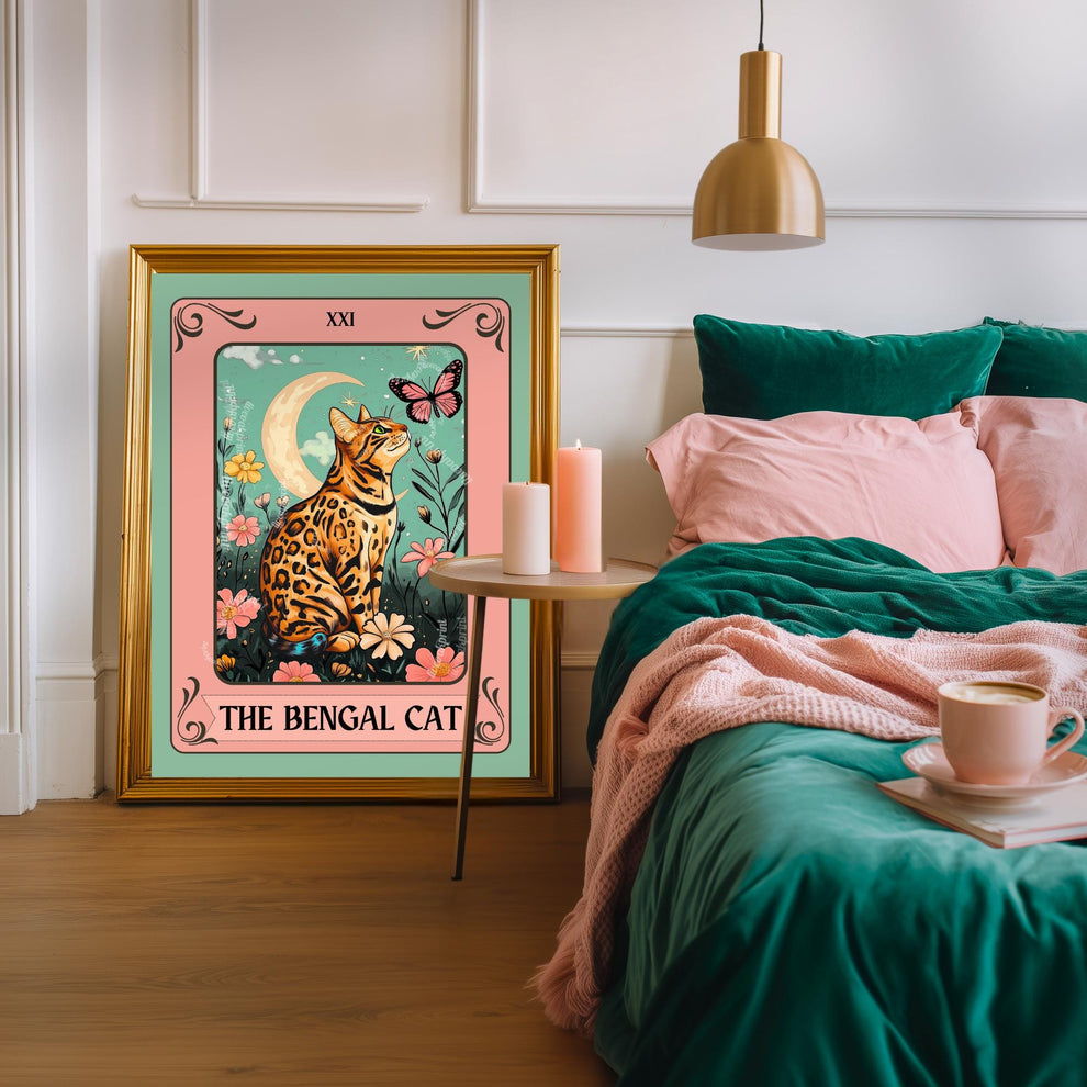 The Bengal Cat Tarot Card - Gift For Cat Owners Wall Art Witchy Cat Decor