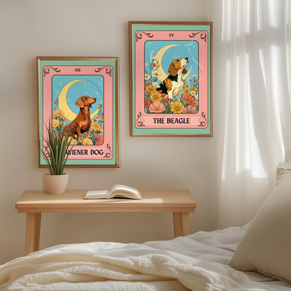 Beagle Art Print Tarot Card – Boho Dog Print Eclectic Wall Decor Hound Gift