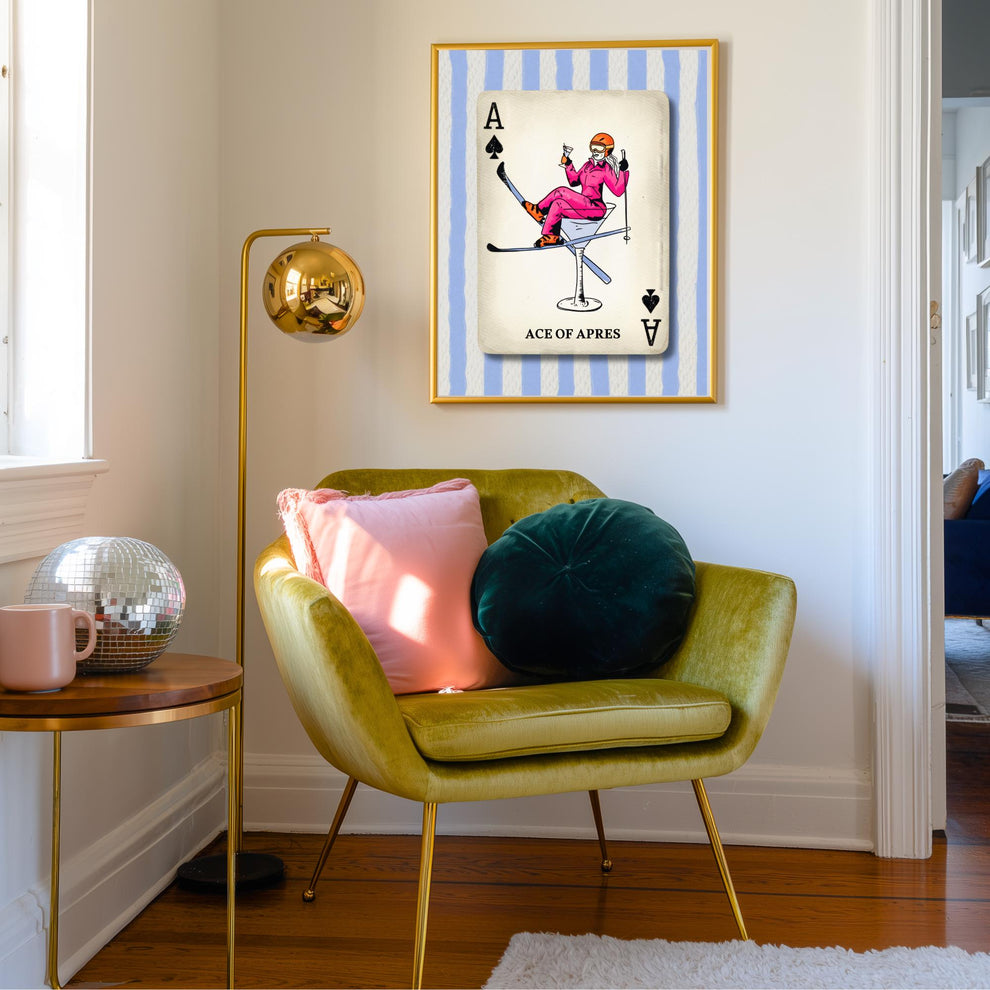 Apres Ski Wall Art - Retro Ski Wall Decor Funky Vintage Skiing Wall Decor Skier Art Print Retro Trendy Playing Card Wall Print