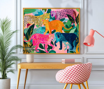 Horizontal Colorful Leopard Art Print