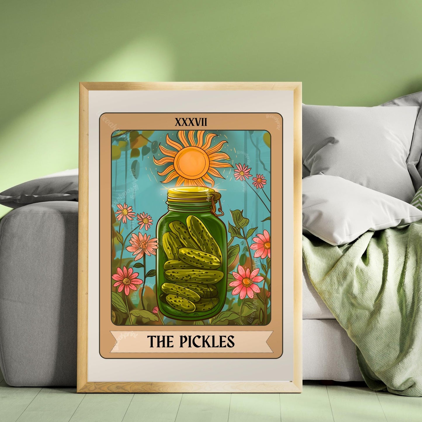 Pickles Tarot Card – Pickle Art Gift Witchy Boho Wall Decor Print Eclectic Kitchen Decor