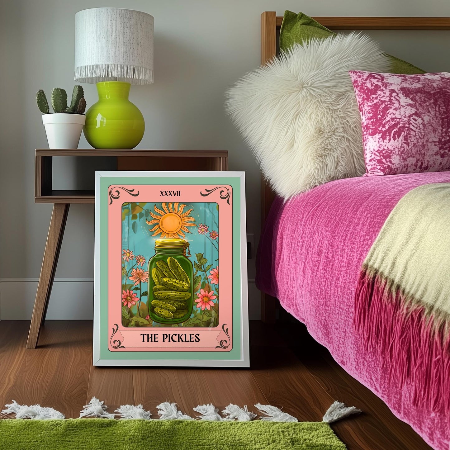 The Pickles Tarot Card Print – Funny Kitchen Wall Art Pickle Lover Gift Witch Decor Colorful Kitchen Print